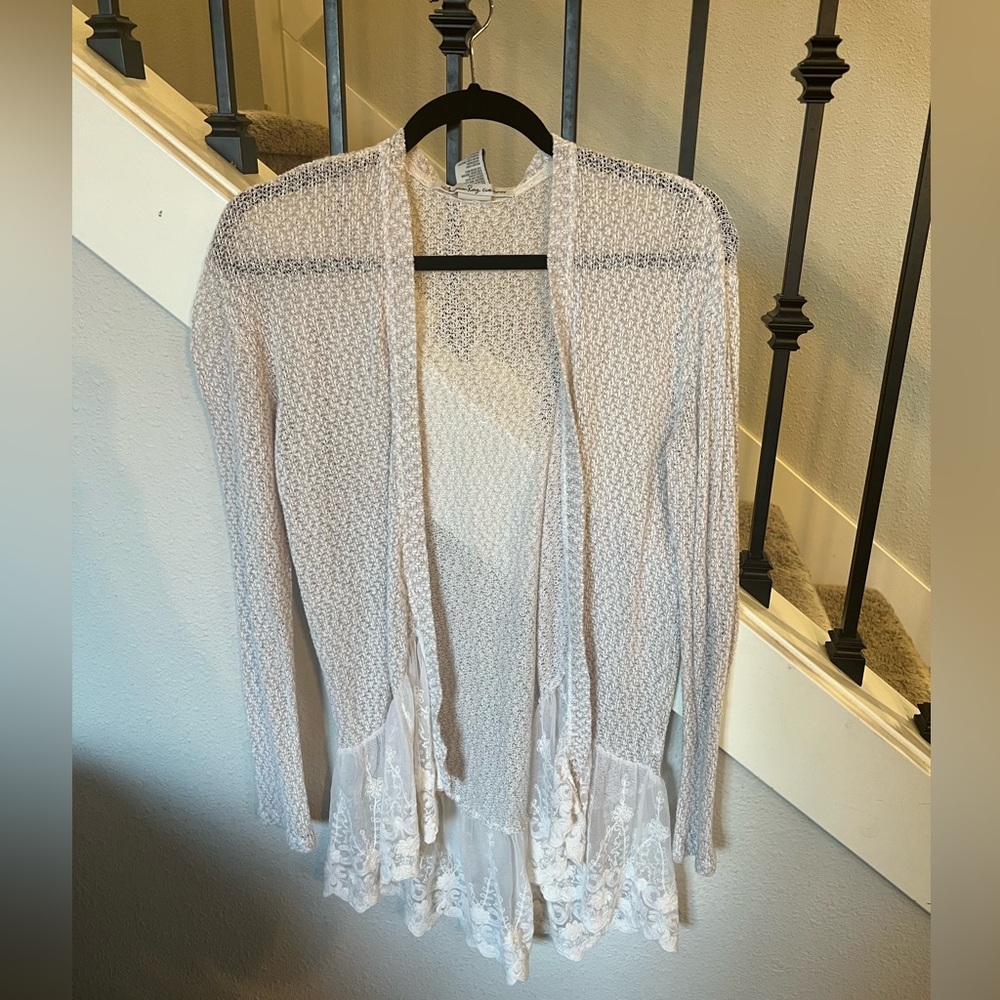 American Rag Lace Trimmed Cardigan
